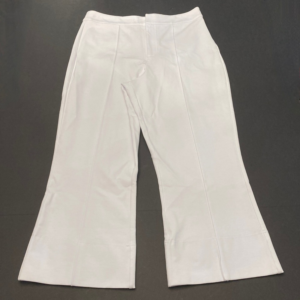 Emily McCarthy Saylor Pant White Ponte Womens Large Crop Flare Stretch Resort